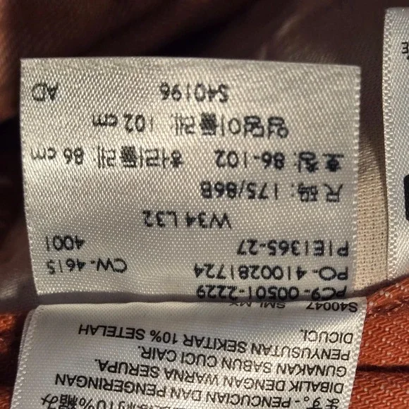 Levis 501 White Oak Cone Denim Jeans Button Fly Salmon Orange Mens Fit Sz 32x29 - Picture 13 of 14